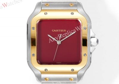 THB Factory Cartier Santos Red/Yellow Gold Face Stainless Steel Band 1847 MC Movement Watch
